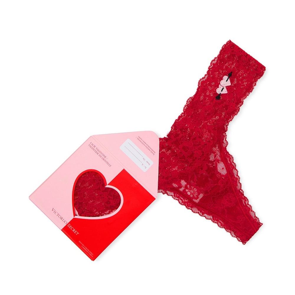 Victoria’s Secret Lacie Valentine Boxed Thong Panty in lipstick red